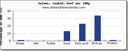 folate, dfe and nutrition facts in folic acid in salami per 100g